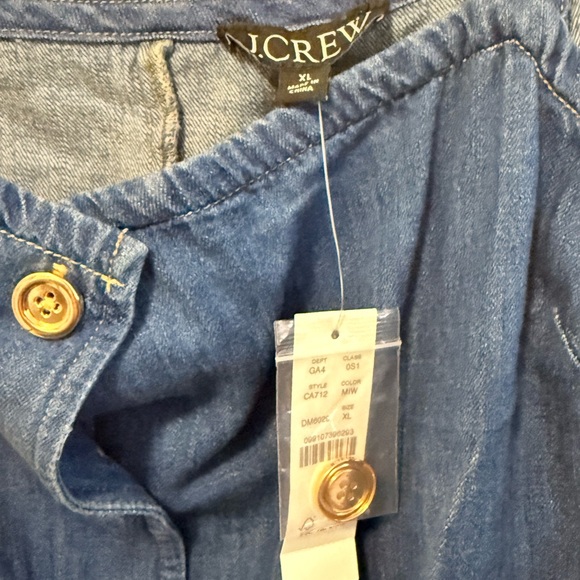 J.Crew Chambray Button Front Mini Dress Size XL 100% Cotton - Picture 6 of 9